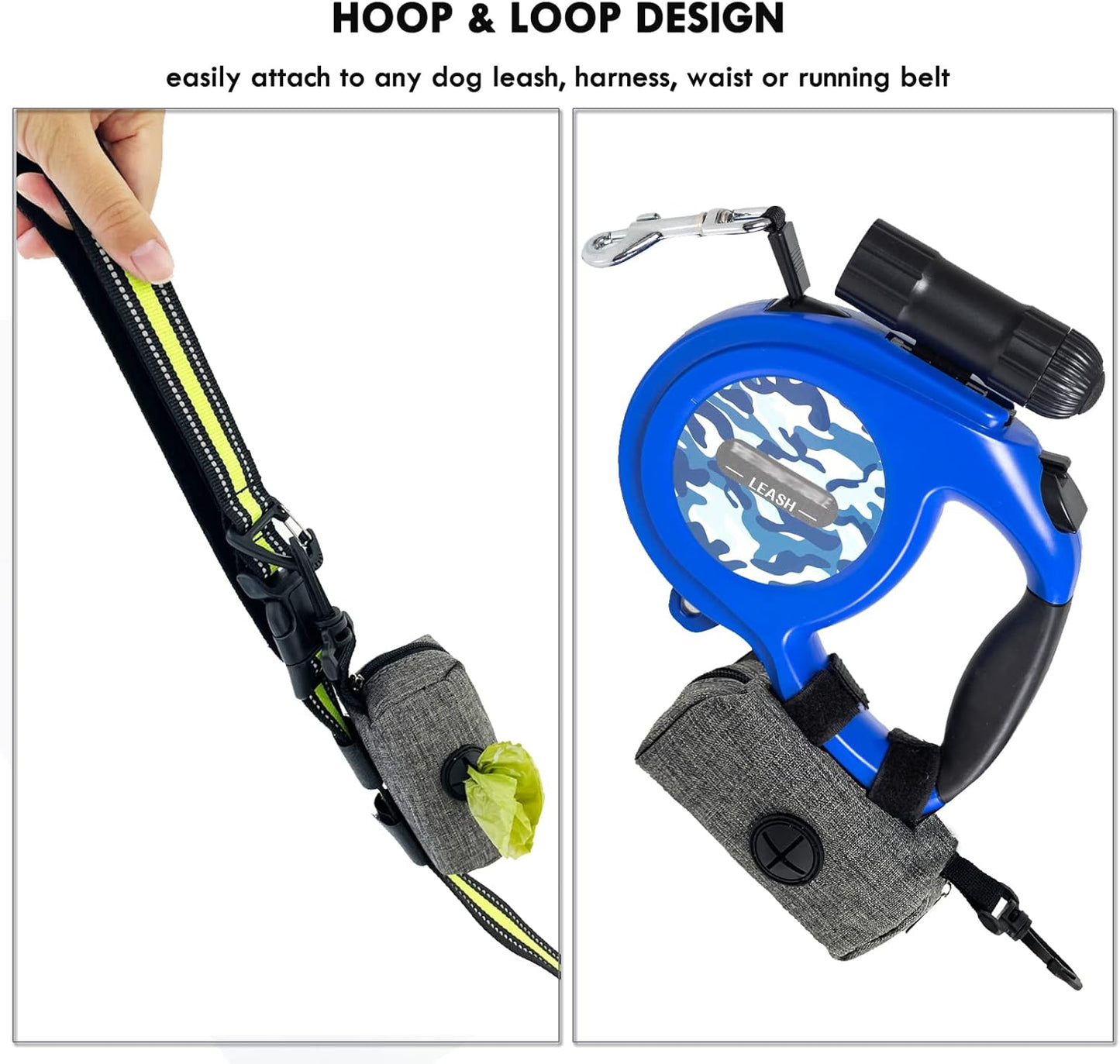 (2 Pack) Dog Poop Bag Holder for Leash,Doggie Waste Bag Dispenser Small Doggy Poop Bag Zipper Pouch with Carabiner Clip, Leash Attachment Holder for Pet Puppy Poop Bags